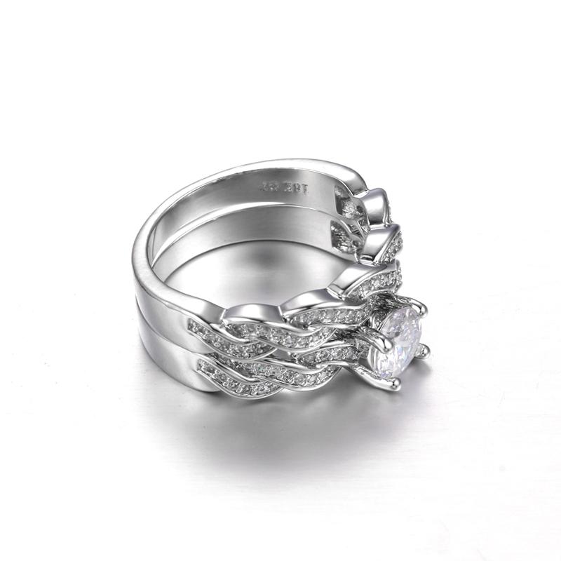 INS Fashion Simple Ring Set For Women Luxury Elegant Style Cubic Zircon Silver Color 2PCS Wedding Engagement Fashion Jewelry