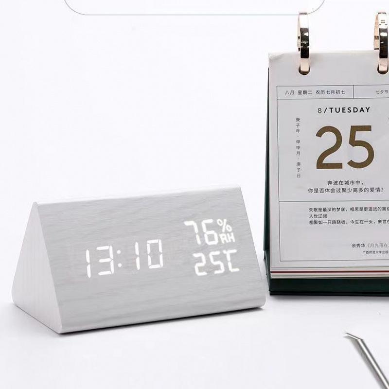 Creative Wooden Alarm Clock Simple Retro Clock Silent Luminous Student Bedside Multifunction Nordic Station Clock Electronic Clock