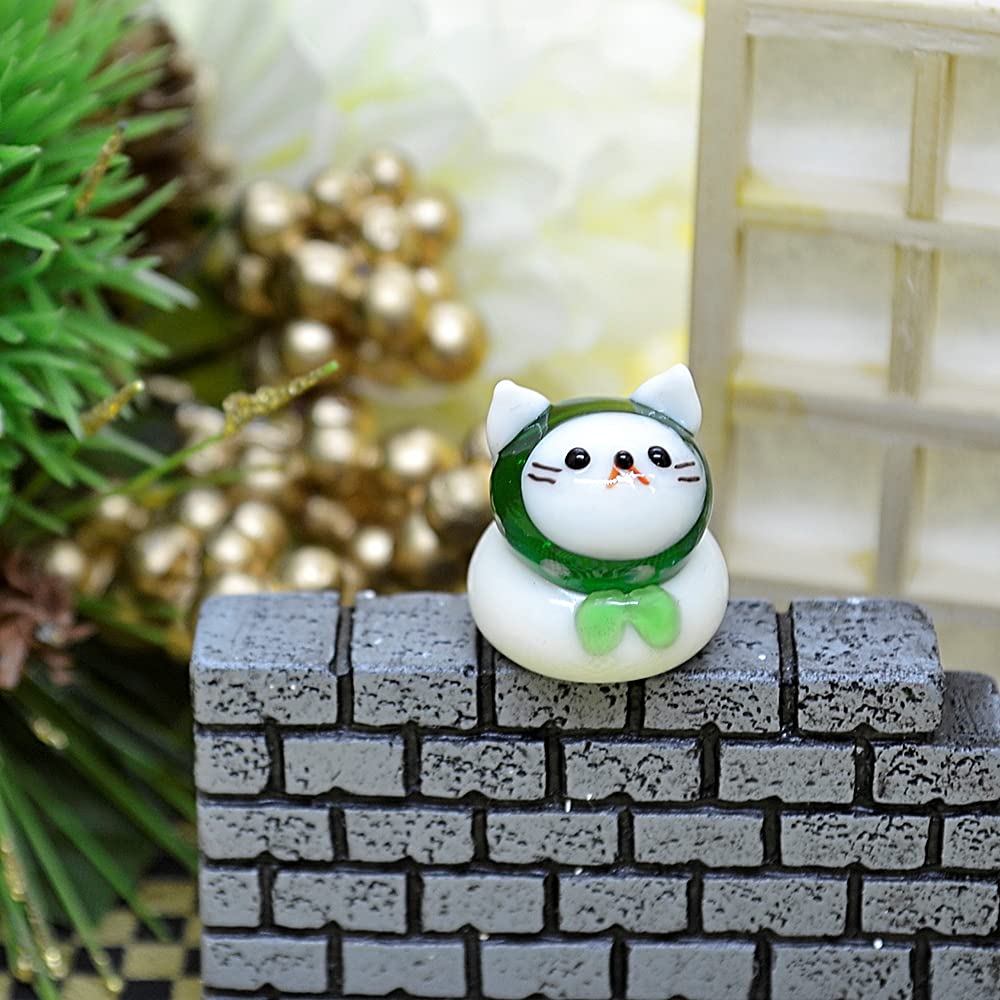 Four Cart Cute Handmade Glass Craft Dorobou Cat