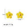 Handmade Woven Raffia Straw Sun Flower Drop Earrings for Women Rattan Floral Hanging Colorful Earrings Summer Beach Jewelry