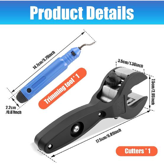 Ratcheting Tubing Cutter, 2 in 1 Copper Cutting Tool with Trimming, 1/4  To 7/8  Hoses Tube Cutter for Copper, PVC and Metal Pipes