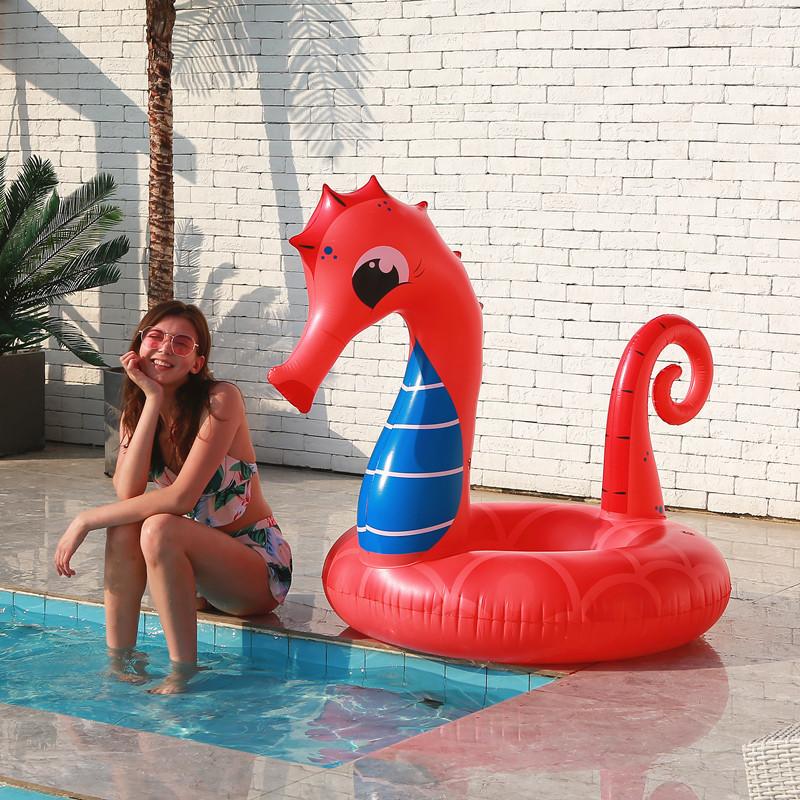 And Adult Childrens Thickened Inflatable Red Seahorse Floating Toy Drainage