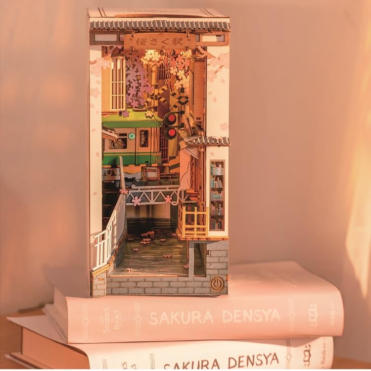 Tsukurundesu® 3D Wooden Puzzle Book Nook Series (Sakurasaku Station 3) with Japanese Instructions
