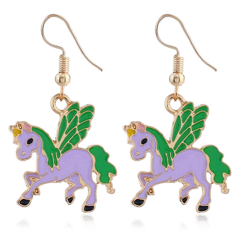 Korean Style Colorful Mermaid Earrings - Cute Drip Oil Animal Design