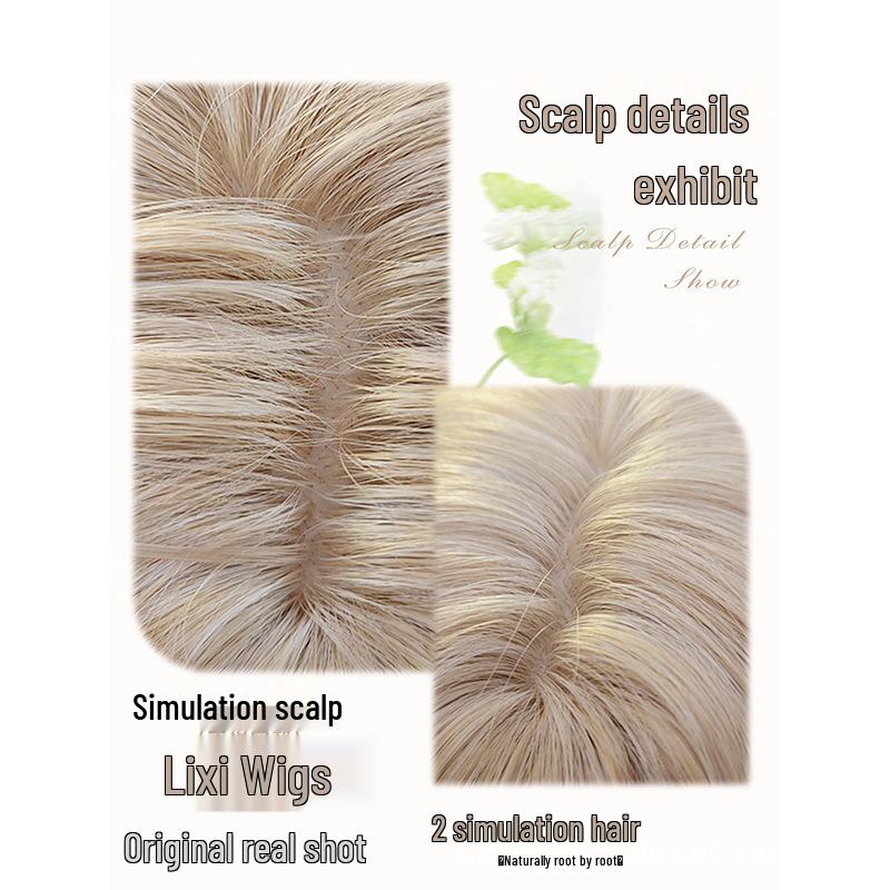 Long Curly Gray-Gold Lolita Wig for Women – Natural Look, Face-Slimming, Full Coverage