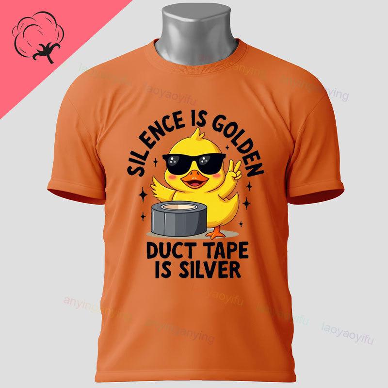 Funny Duckduct Tape Graphic Tshirt Black Casual 100 Cotton Shortsleeve Humor Style Tshirt For Everyday Outdoor Wear