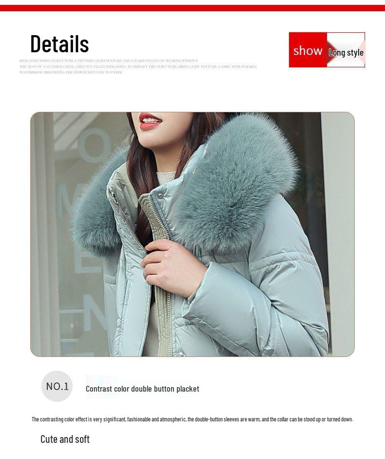 Warm Winter Fashion Jacket  Women Long Slimming Cotton Coat with Fur Collar Thickened