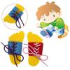 Non Woven Lace Up Slippers Learn To Lace Tie Kids Slippers Durable Shoelace Practice Slippers