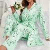 A Three-piece Set of Home Pajamas Bathrobes Long Pants Halter Tops and Nightgowns