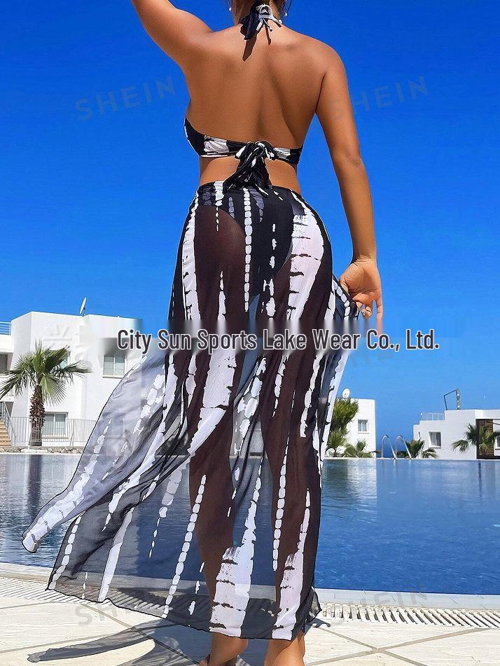 European & American Sexy Split Bikini Swimwear: Three-Piece Set with Beach Long Dress