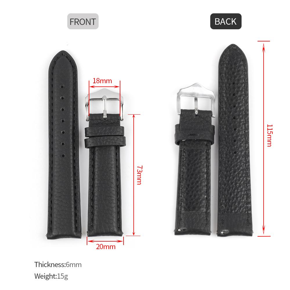Litchi Pattern Soft Leather Watch Band Bracelet 18mm 19mm 20mm 22mm Cowhide Watchband Replacement Wrist Straps Accessories