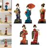 Japanese Kimono Doll Asian Statue Table Centerpiece Desk Figure Collectible Figurine Kabuki Doll for Farmhouse Bedroom