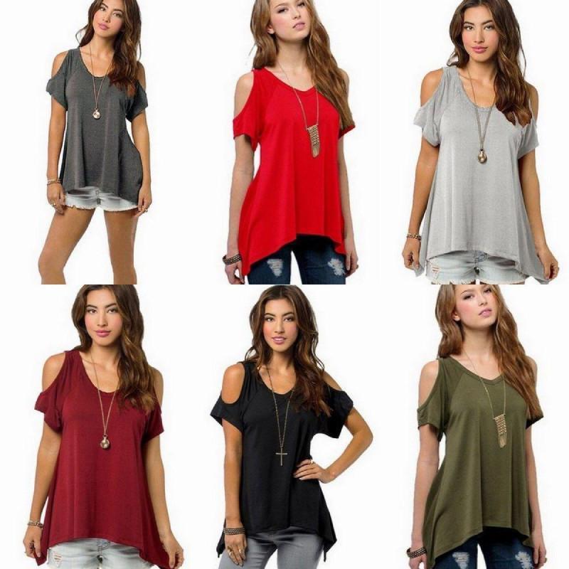 Chic Polyester Blend Round Neck Off-shoulder Batwing Sleeve T-shirt For Nightclub