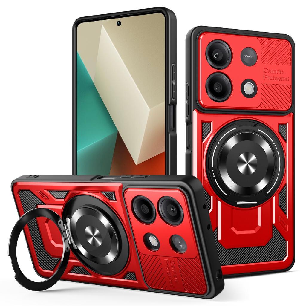 Armor Case for Redmi Poco X7 Pro Note 13 Pro Plus 5G 4G 360° Rotate Ring Stand Magnetic Wireless Charge Cover for Xiaomi 14T Pro