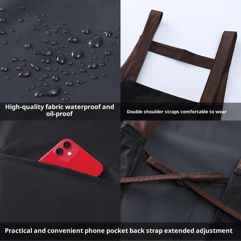 Kitchen Apron Waterproof Oil Proof Convenient Pocket Chef Cooking Apron Men Women Barista Manicurist Work Aprons Waiter Uniformw
