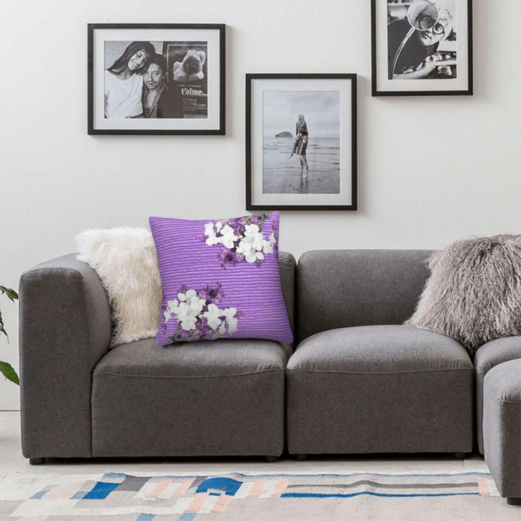 Flowers Of Violet Square Pillowcase Polyester Linen Velvet Creative Zip Decor Home Cushion Cover