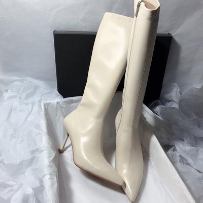 Fashion High Heel Temperament Korean Version Pointed Elastic Slim and Simple Solid Color Knee High Boots