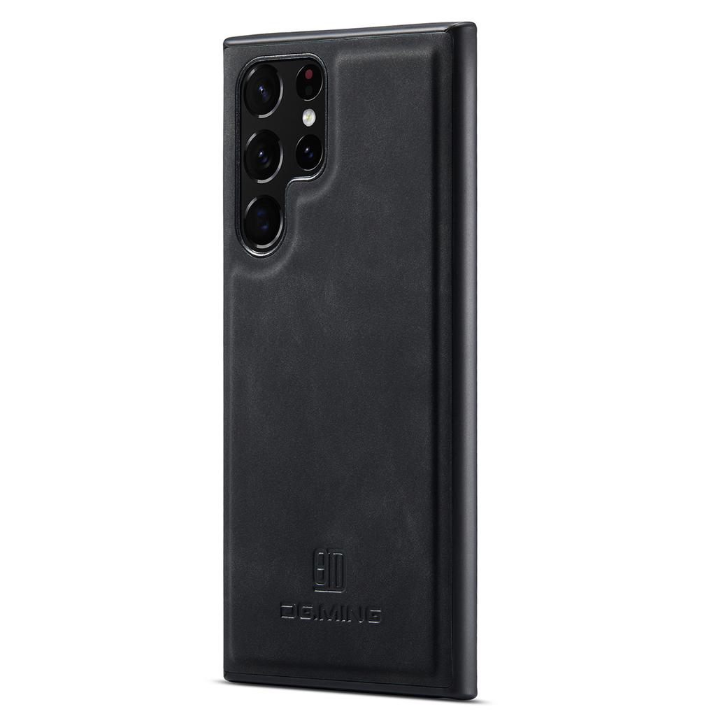 DG.MING For Samsung Galaxy S25 Ultra Case PU Leather Covered PC+TPU Hybrid Phone Shell