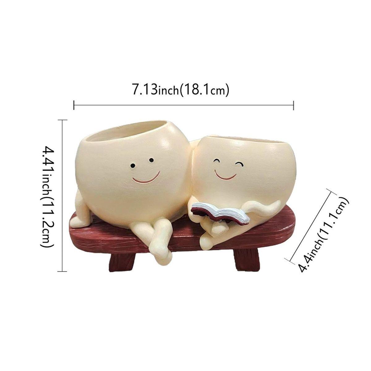 

Cute Cartoon Smiley Flower Pot Vase – Porcelain Succulent Planter for Home Decoration A