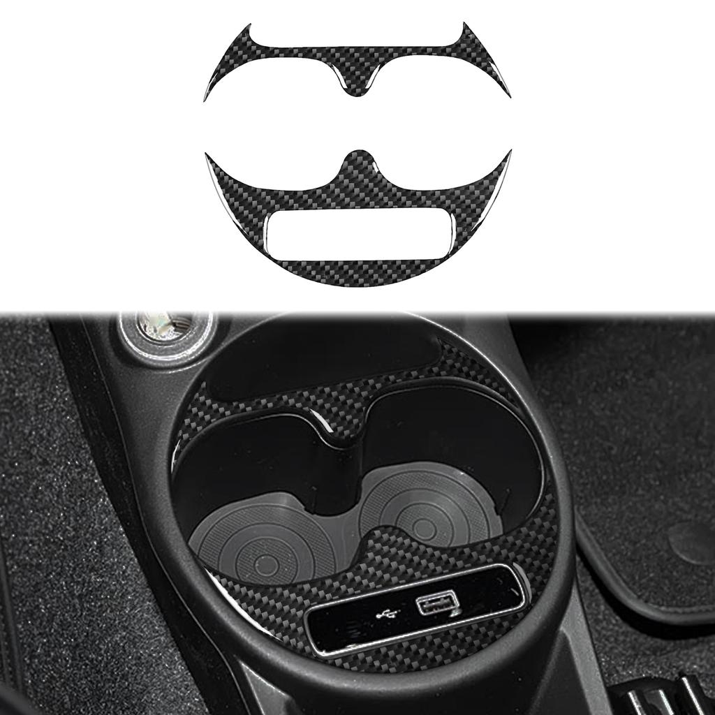 Real Soft Carbon Fiber Cup Holder Frame Sticker For Fiat 500/Abarth 595/695 2016 2017 2018 2019 2020 2025 2025 2025 2025 LHD RHD