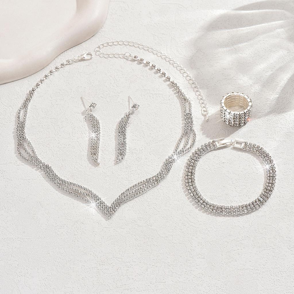 BLINGBAY Smykkesett for kvinner Søtt Romantisk Mote Bryllup Elegante Tilbehør Øredobber Halskjede Armbånd Sett Jenter Moderne Smykker Gave