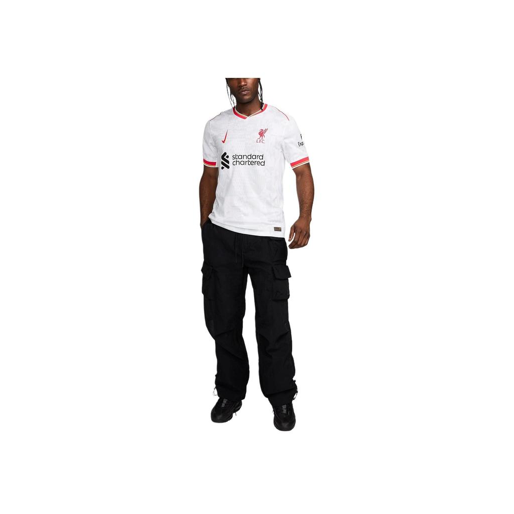 Nike Liverpool FC Dri-FIT ADV Logo Fashion Short Sleeve V-Neck Retro Football Shirt Men Tops White Pure-Platinum Black FQ2013-101