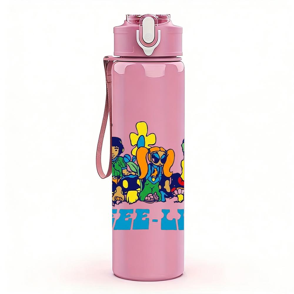 1PC Deep Purple Rock Band Group Cartoon Print 750ml Portable Sports Water Bottle Leakproof Gym Outdoor Travel Drink Cup