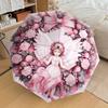 Beautiful Angel Pattern Folding Umbrella Fashion Auto-Open 8 Iron Ribs Plastic Handle Foldable Sunshade Perfect Christmas Gifts