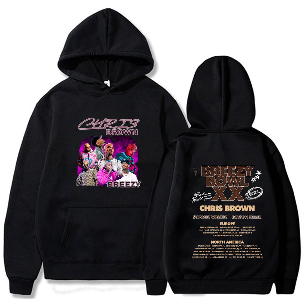 Chris Brown Breezy Bowl Tour 2025 Hoodie Man Woman Sweatshirt Harajuku Pullover Tops Fans Gift