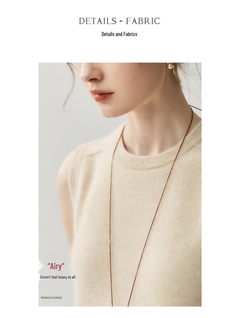 2025 Autumn/Winter Women's Cashmere Knit Vest: Soft, Skin-Friendly, Warm Tank Top for Versatile Layering