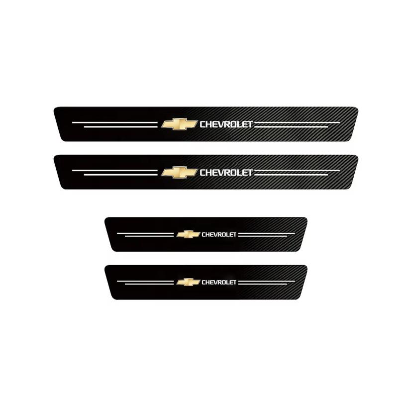 1/4/5 Stück Kohlefaser-Leder Auto Türschwellen-Schutzleiste Für Chevrolet Cruze Sonic Silverado Corvette Trax Camaro Tahoe Z71