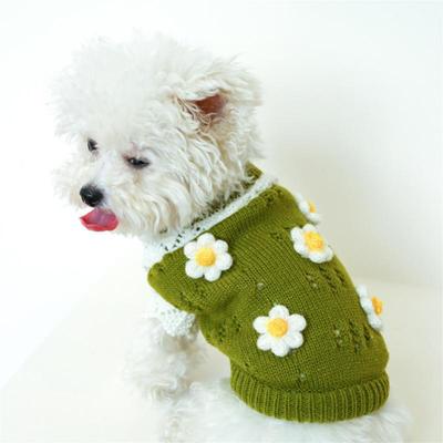 Warm Comfortable Dog Sweater Knitted Pet Cat Clothes Flower Blooming Jumper for Dogs