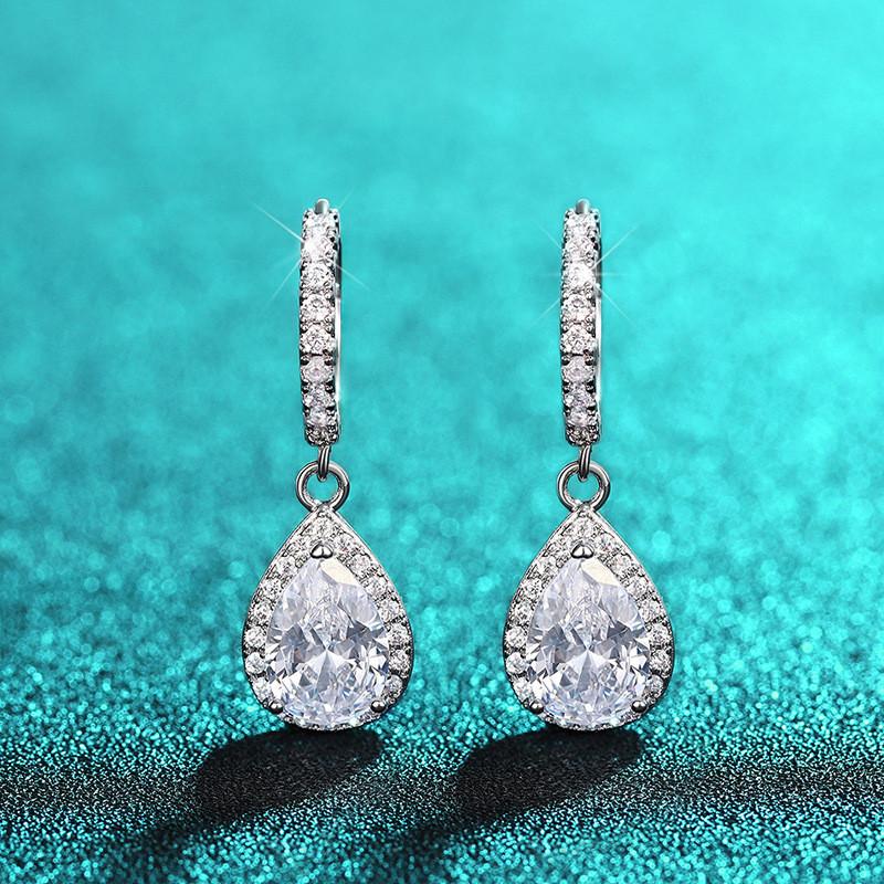 925 Silver Drop Earrings for Women AAA Cubic Zirconia Crystal Earrings Engagement Wedding Eternity Jewelry Gifts