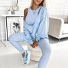2025 Amazon Hot-selling European and American Sexy Women's Clothing Autumn and Winter New Solid Color Three-piece Set Long-sleeved Trousers Sport