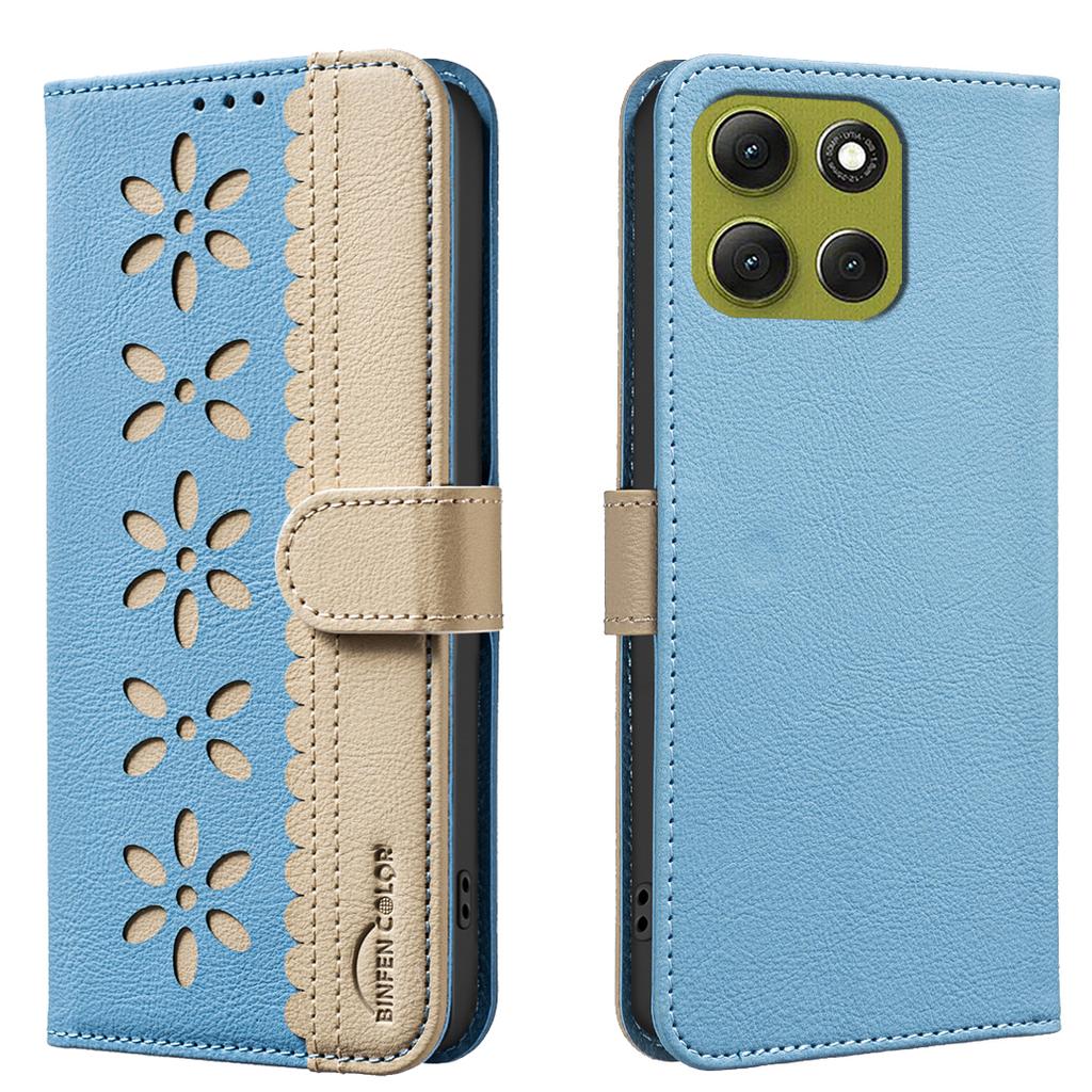 For Motorola Moto G86 5G Leather Case BINFEN COLOR BF36 Floral Pattern Phone Cover RFID Blocking Wallet Stand