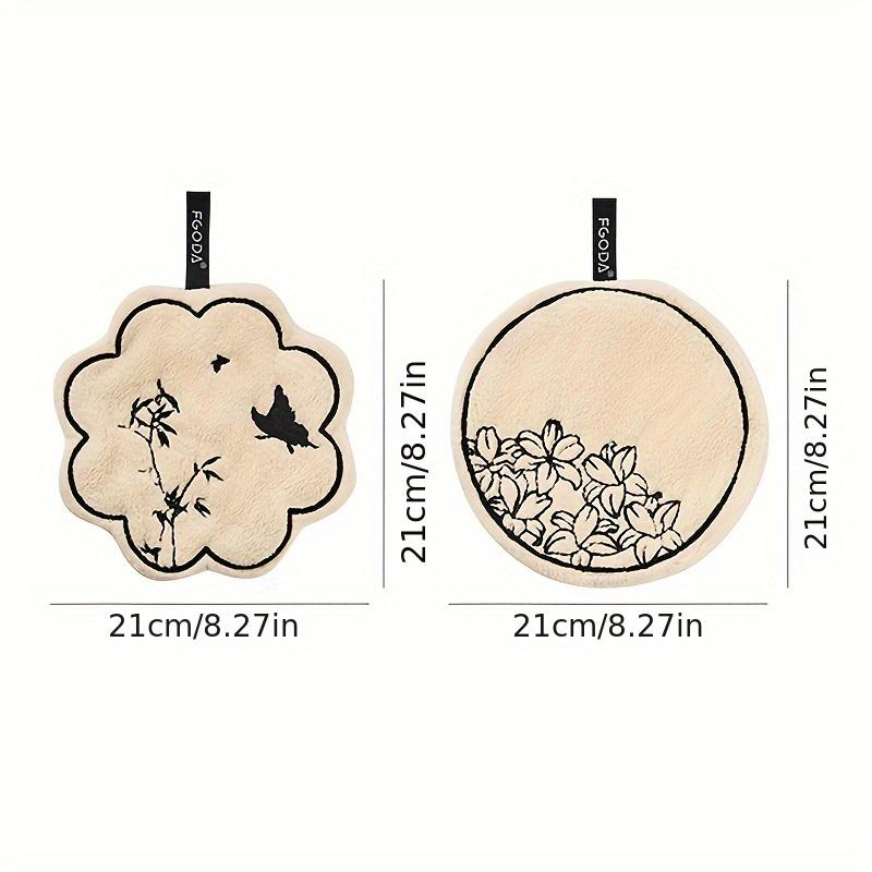 1pc Chinese Style Hand Towel Kitchen Bathroom Lantern-shaped Soft Absorbent Towel Wall Hanging Handkerchief Round Towel