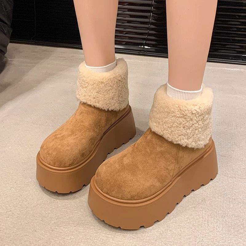 7Cm Snow Boots Women's 2025 Winter New Popular Retro Small Thick-soled Casual Velvet Thermal Cotton Shoes