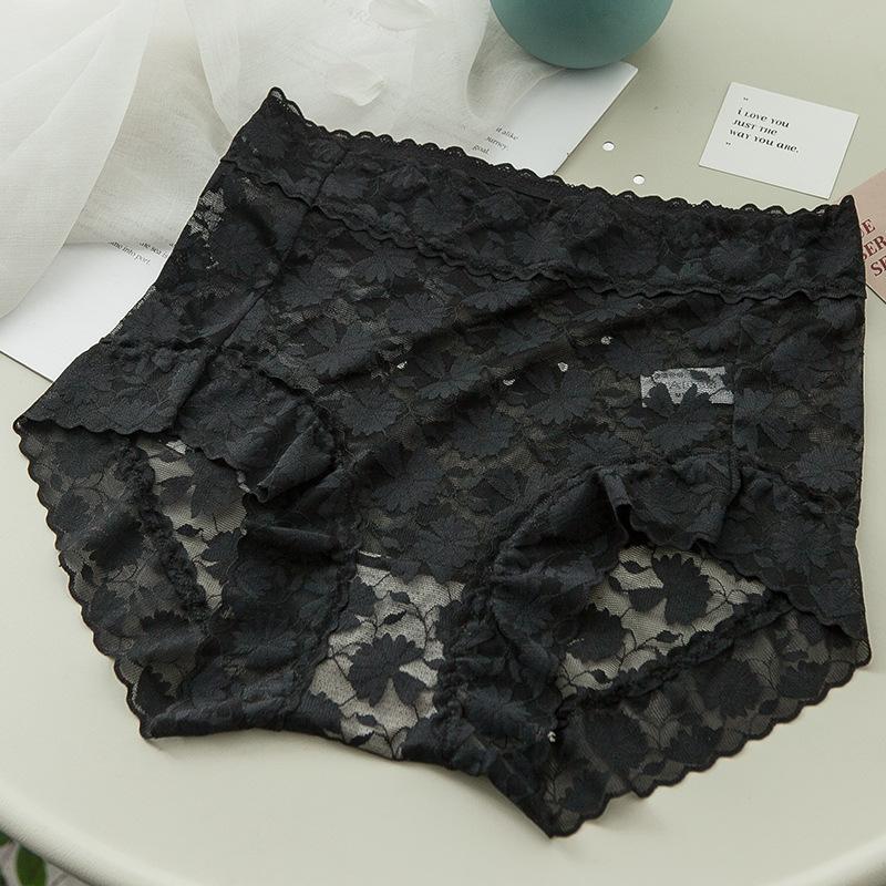 

1PC Women s Plus Size Lace Underwear Sheer Mesh Triangle Briefs Breathable Comfort Sexy Panties Fit 40 kg to 105kg M чёрный