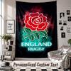 Wall Hanging Tapestry With Custom Name & Text, England Rugby Decorative Tapestry For Bedroom