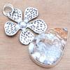 Pendant Crezy Lace Agate Gemstone Gift For Her Silver Jewelry 2.5"