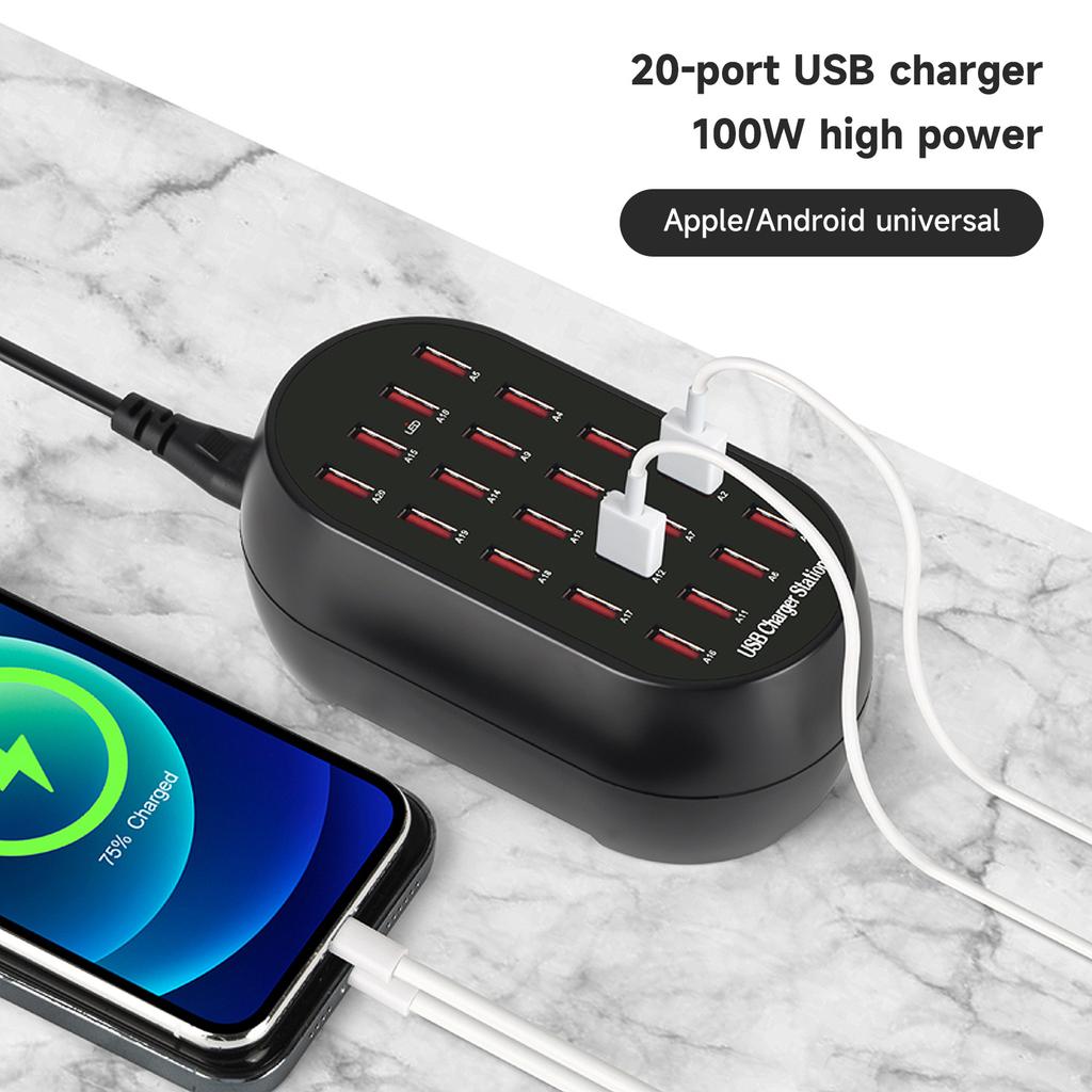 Multi USB Charger Station, 10/20 Port USB Multi Port Charger USB Charging Station for Multiple Device for Smartphone