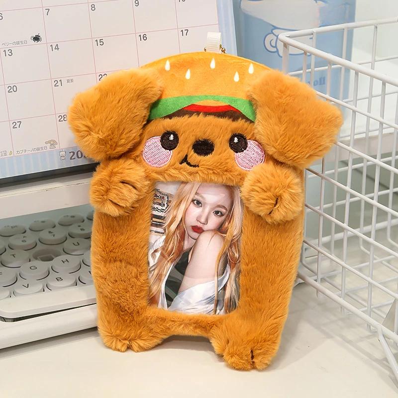Süßer Welpen Plüsch Kartenhalter Tier Serie 3 Zoll Kpop Fotokarten Hüllen Flauschiger Koala Fotokartenhalter für Damen Karten Display