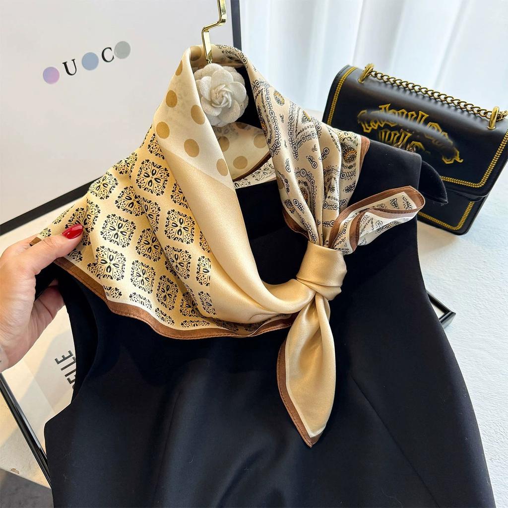 Fashion 100% Nature Real Silk Square Scarf Women Female Foualrd Neckerchief Summer Beach Scarves Shawl Bandana Hijab Pashmina