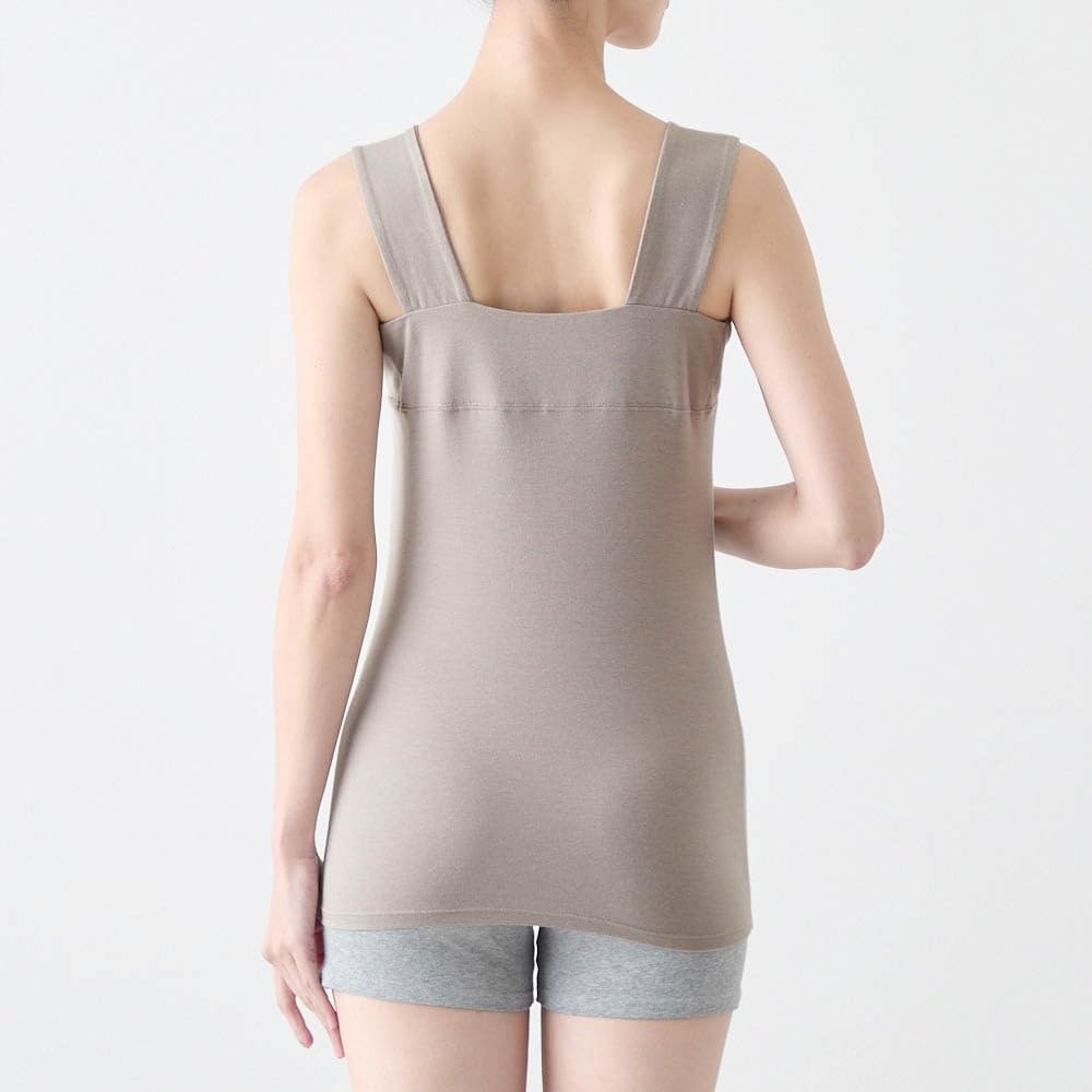 Belle Maison Tank Cotton Prevents Size S Women's Sweat-Absorbing Top, Blend, Peeking, Saralyst, Charcoal,