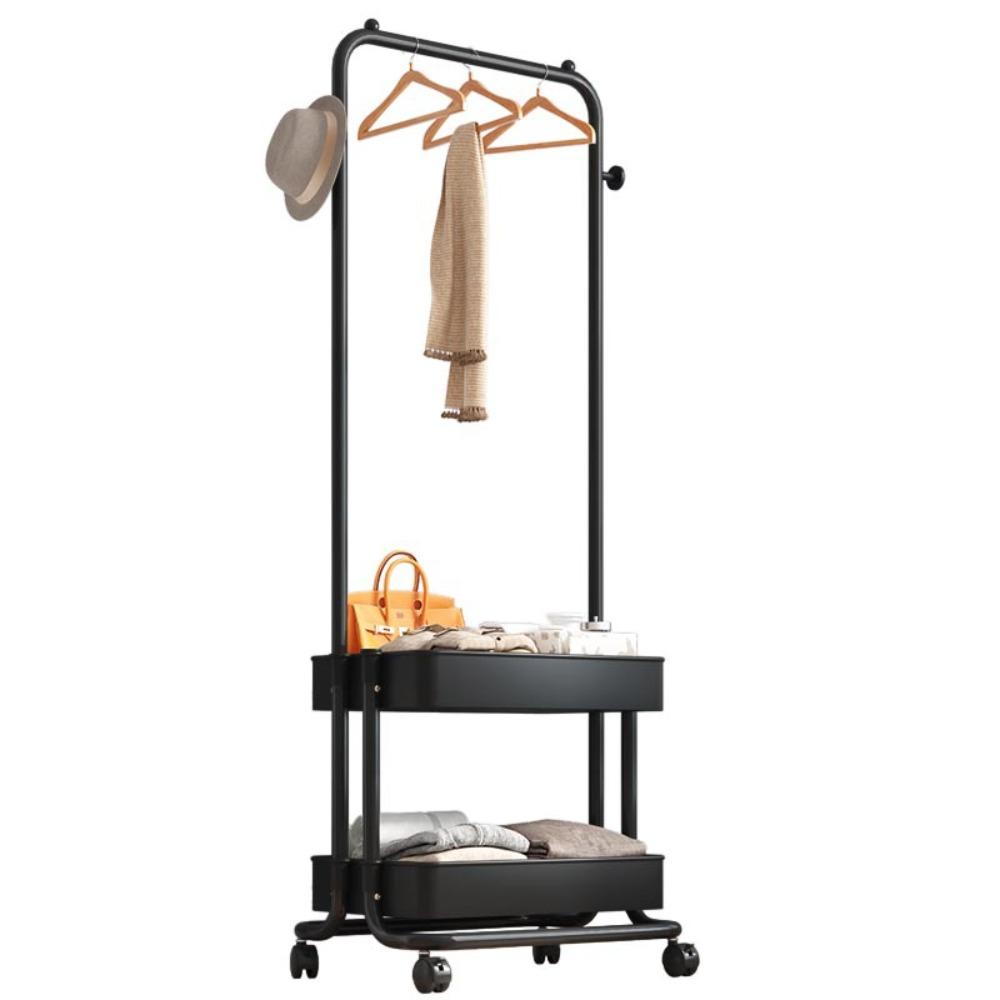 Single-pole Clothing Rack Metal with Wheels Floor-standing Clothes Hanger Easy Installation Clothes Drying Rack Laundry Room
