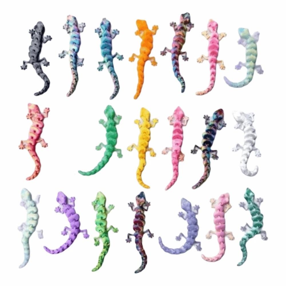 20Pcs Creative 3D Printed Gecko Model Lifelike Movable Joints Animal Model Indoor Decoration