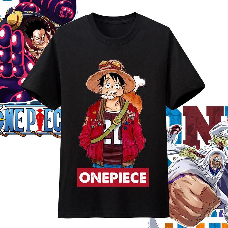 One Piece Anime Character Printing Oversized Cotton Tshirt Men and Women Comfortable Y2K Childrens Clothing Summer Trend Tees