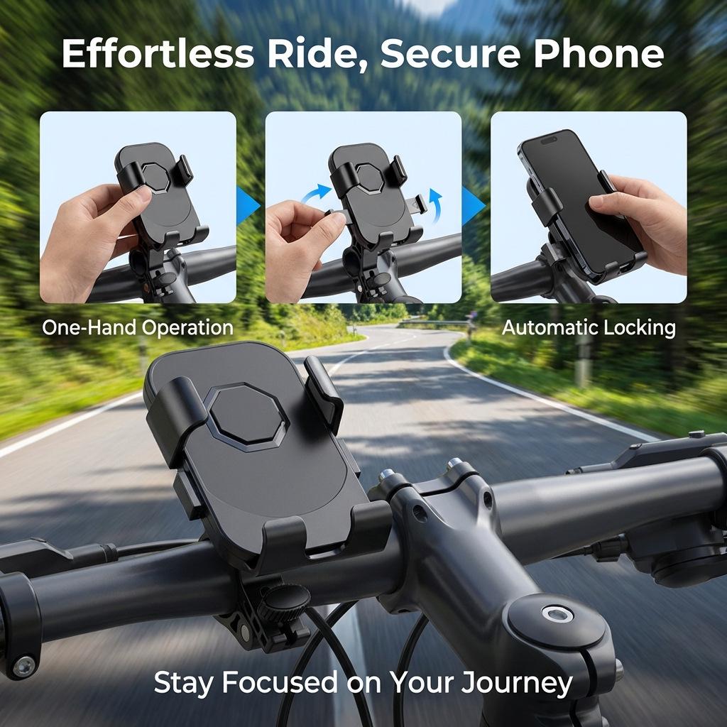 Shockproof 360° Rotating Phone Mount for Bicycles, Electric Scooters, and Motorcycles