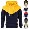 2024 Men's Patchwork Hooded Sweatshirt Hoodies Clothing Casual Loose Fleece Warm Streetwear Male Fashion Autumn Winter Sports Outwear