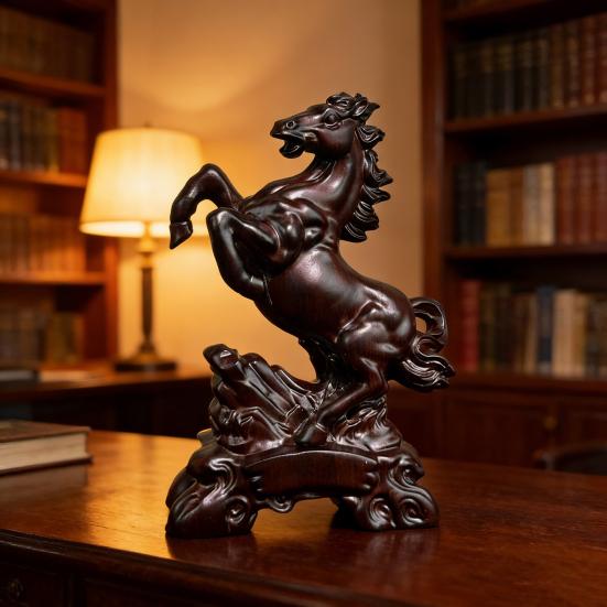 Yousheng Holzschnitzerei Pferdefigur Simulation Pferd Harzstatue Sammlerstück Tierskulptur Ornament Fengshui Dekoration Geschenk für Pferdeliebhaber